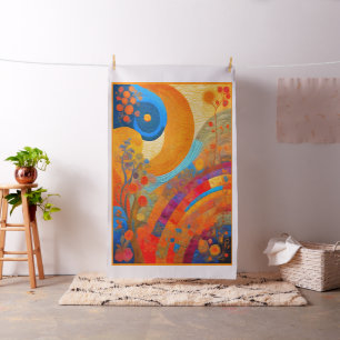 Modern Art Sun & Flowers Cheater Quilt Sew Panel Fabric