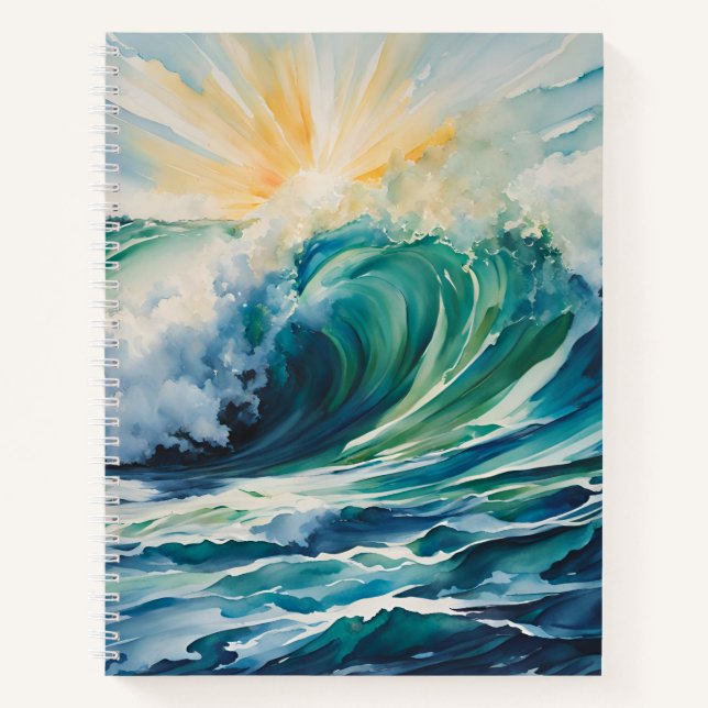Modern Art Sun Ocean Wave Crescendo Notebook (Front)