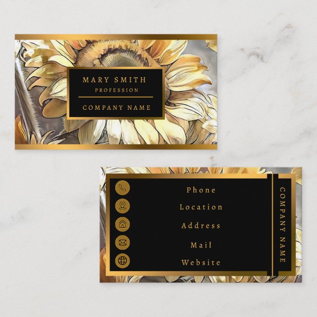Modern Art Sunflowers On Field Collection Business Business Card (Front/Back)