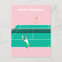 Modern Art Tennis Match Player Happy Birthday