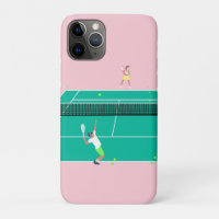 Modern Art Tennis Match Player Pink Green