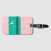 Modern Art Tennis Match Player Pink Green 