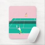 Modern Art Tennis Match Player Pink Green   Mouse Mat<br><div class="desc">Modern tennis match illustration of a two tennis players on a pastel pink and green tennis court. Summer abstract classic preppy tennis illustration design. Modern trendy tennis gifts for him and her. Personalised Gift for a tennis player. Trendy tennis theme players home decor. Trendy modern tennis themed player gifts. Cool...</div>