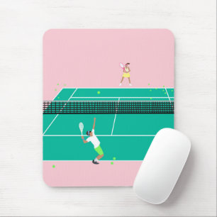 Modern Art Tennis Match Player Pink Green   Mouse Mat