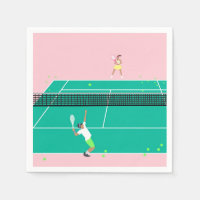 Modern Art Tennis Match Player Pink Green  