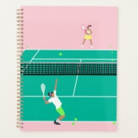 Modern Art Tennis Match Player Pink Green