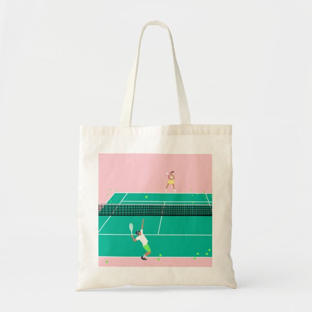 Modern Art Tennis Match Player Pink Green  Tote Bag (Front)