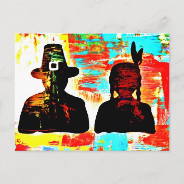 Modern Art Thanksgiving Holiday Postcard (Front)