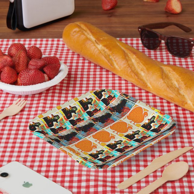 Modern Art Thanksgiving Paper Plates (Picnic)