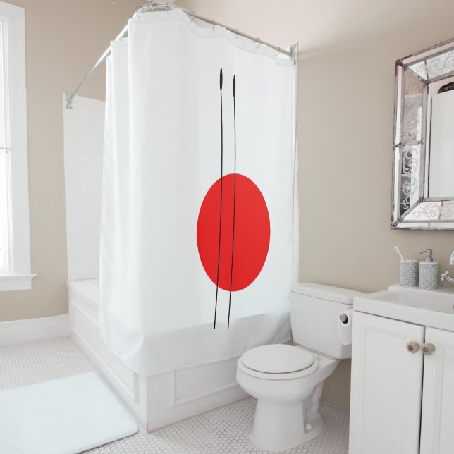 Modern Art The Rising Sun red Shower Curtain (In Situ)