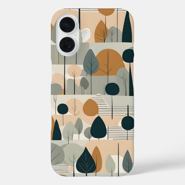 Modern Art Trees in Earth Tones Case-Mate iPhone Case (Back)