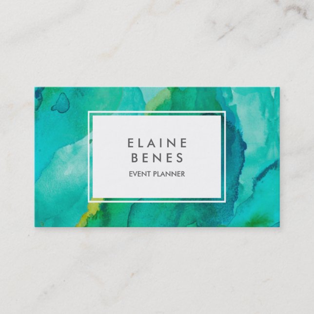Modern Art Turquoise Business card (Front)