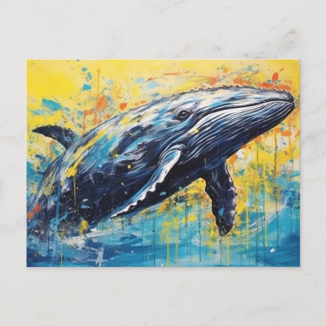 Modern Art Whale Painting  Postcard (Front)