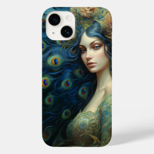 Modern Art with Woman and Peacock Feathers Case-Mate iPhone 14 Case