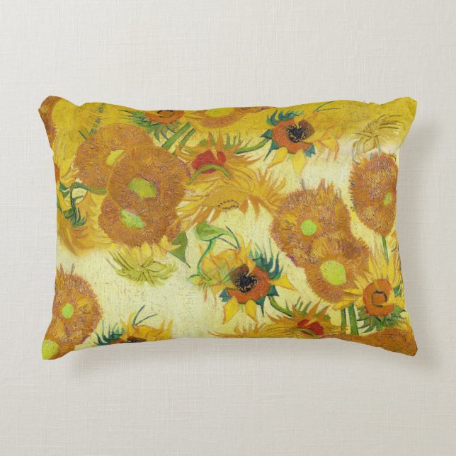 Modern Art Yellow Orange Sunflowers Oil Painting Decorative Cushion (Front)
