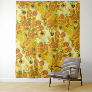 Modern Art Yellow Orange Sunflowers Oil Painting Tapestry