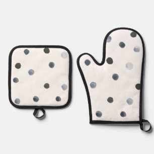 Modern Artisan Dots Grey Black Minimalist Kitchen Oven Mitt & Pot Holder Set