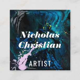 Modern Artist   Colourful   Paint Brushed  Square Business Card