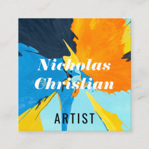 Modern Artist Colourful Paint Brushed Square Business Card