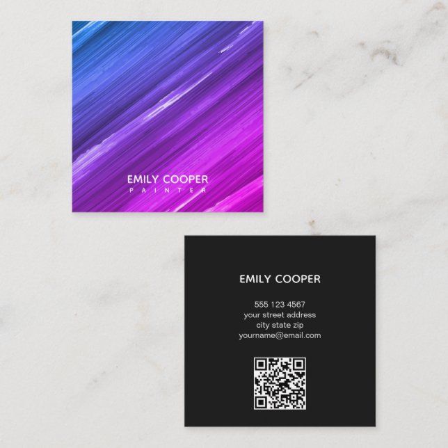 Modern Artist Painter Artwork Studio  Calling Card (Front/Back)