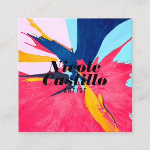 Modern artist pink abstract art paint minimalist square business card