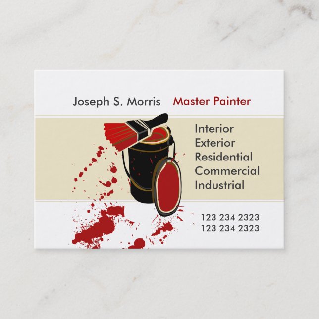 Modern Artist Skilled House Painting Business Card (Front)