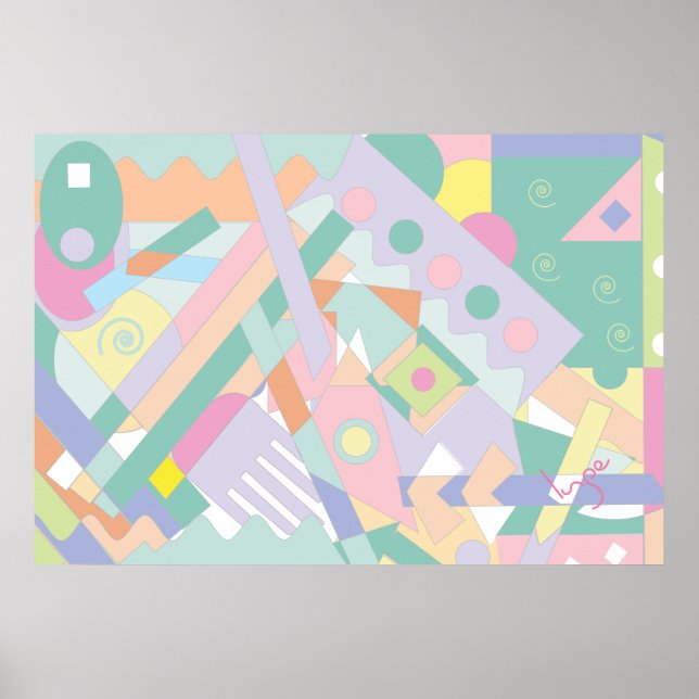 Modern Artistic Abstract Geometric Art Style Cool Poster (Front)