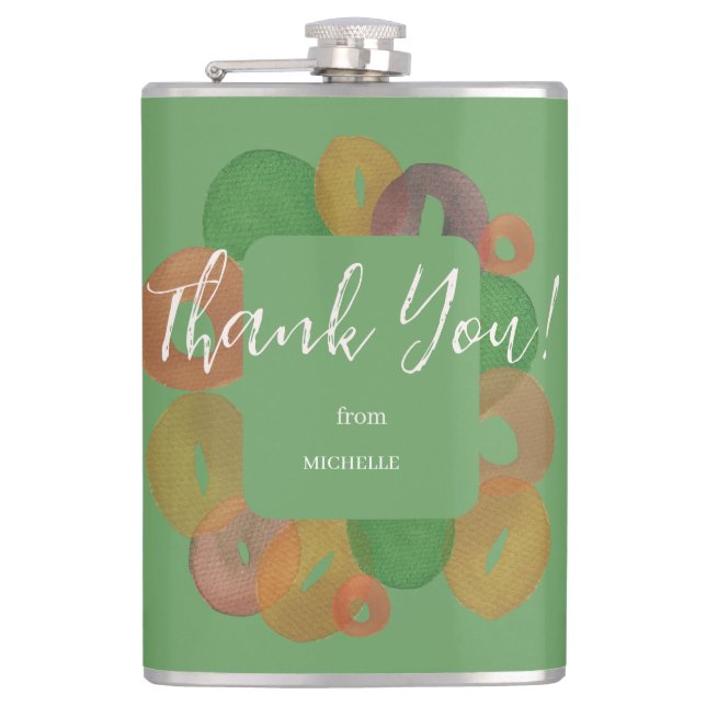 Modern Artistic Autumn Colourful Pattern Birthday Hip Flask (Front)