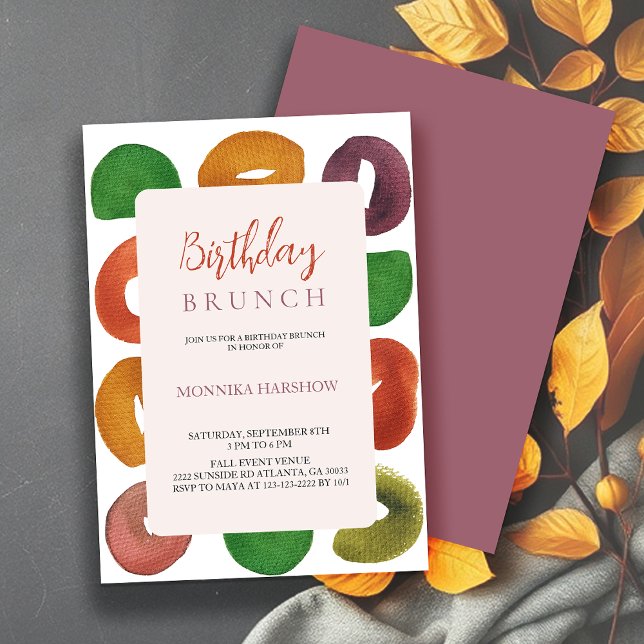 Modern Artistic Autumn Pastel Pattern Birthday Invitation (Creator Uploaded)