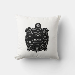 Modern Artistic Black Tortoise on White Cushion