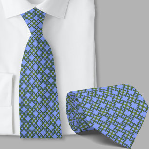 Modern Artistic Blue Geometric Pattern Necktie