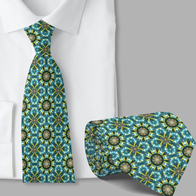 Modern Artistic Blue Teal Pattern Necktie (Creator Uploaded)