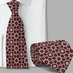 Modern Artistic Brown Geometric Pattern Necktie