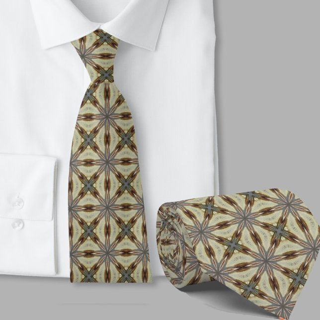 Modern Artistic Brown Geometric Pattern Necktie (Creator Uploaded)