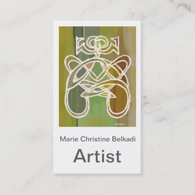 Modern Artistic Business Green Abstract  Business Card (Front)