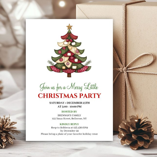 Modern artistic Christmas tree party celebration Invitation (Modern artistic Christmas tree party celebration)