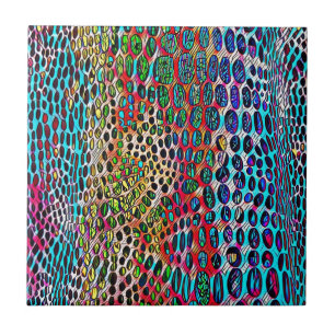 Modern Artistic Fall Toned Snake Skin Pattern Tile