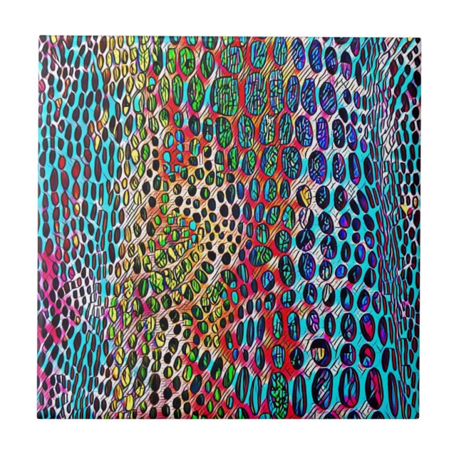 Modern Artistic Fall Toned Snake Skin Pattern Tile (Front)