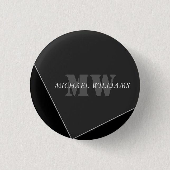 Modern Artistic Gray Black Monogram 3 Cm Round Badge (Front)