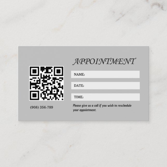 Modern Artistic Grey Black Monogram Appointment Card (Back)