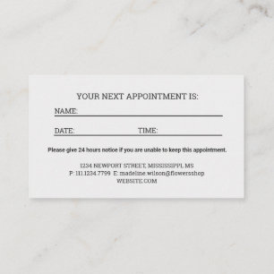 Modern Artistic Grey Black Monogram Appointment Card