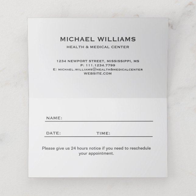 Modern Artistic Grey Black Monogram Appointment Card (Inside Unfolded)