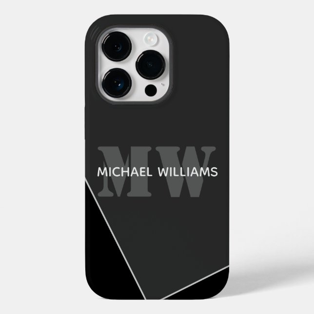 Modern Artistic Grey Black Monogram Case-Mate iPhone Case (Back)