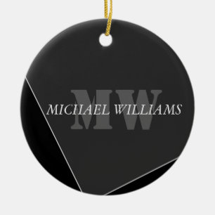 Modern Artistic Grey Black Monogram Ceramic Tree Decoration