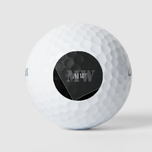 Modern Artistic Grey Black Monogram Golf Balls