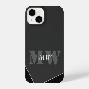 Modern Artistic Grey Black Monogram iPhone 14 Case