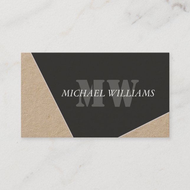 Modern Artistic Grey Black Monogram Loyalty Card (Front)