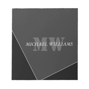 Modern Artistic Grey Black Monogram Notepad