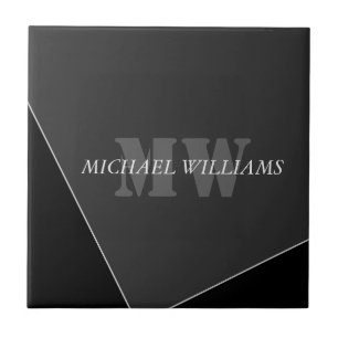 Modern Artistic Grey Black Monogram Tile