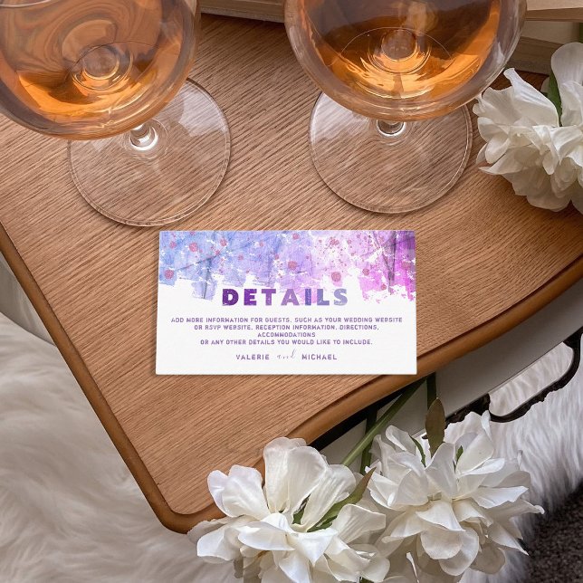 Modern Artistic Grunge Pink and Purple Wedding Enclosure Card (Creator Uploaded)
